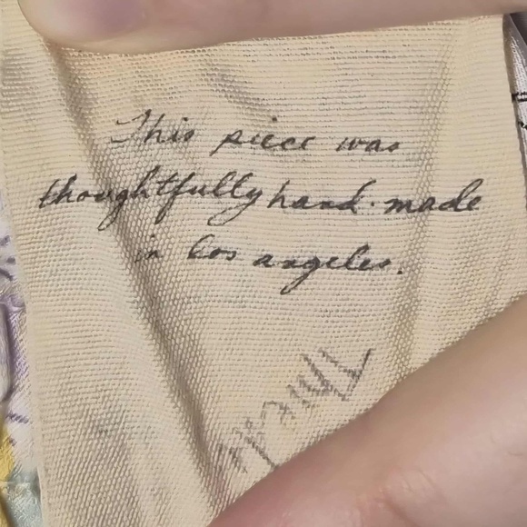 Raquel Allegra Geometric Floral Lavendar Cotton Silk Blend Lounging Trousers L - Picture 4 of 5